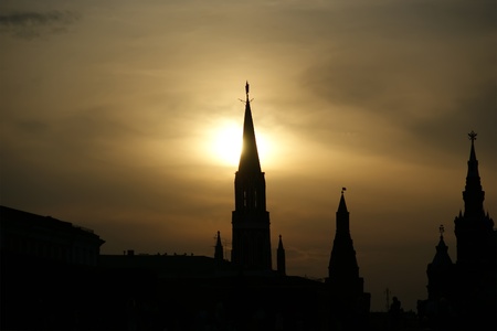 Russia, Moscow. Night view of the Kremlinの写真素材