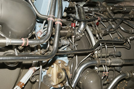 Large jet engine detail viewed from below (other views available).