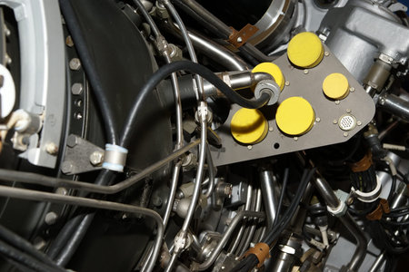 Large jet engine detail viewed from below (other views available).