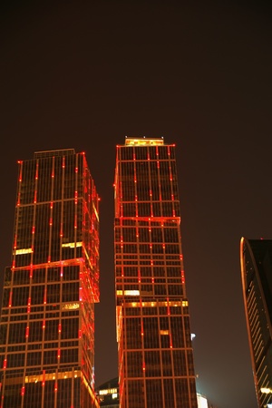 Skyscrapers International Business Center (City) at night, Moscow, Russiaのeditorial素材