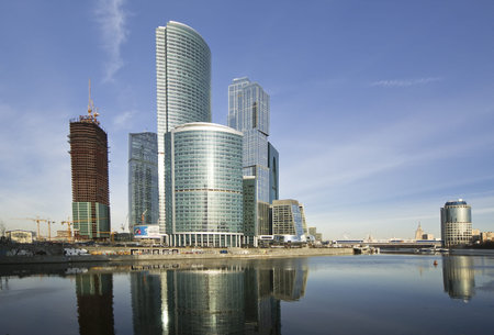 Skyscrapers of the International Business Center (City), Moscow, Russiaのeditorial素材