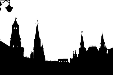 Russia, Moscow. Night view of the Kremlinの写真素材