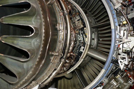 Large jet engine detail viewed from below (other views available).のeditorial素材