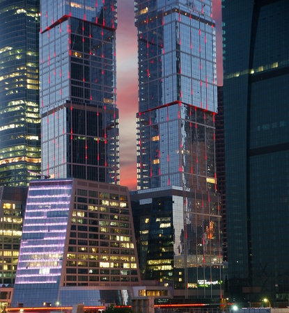 Skyscrapers International Business Center (City) at Sunset, Moscow, Russiaのeditorial素材