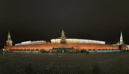 Panorama of the night Red square. Moscow, Russia