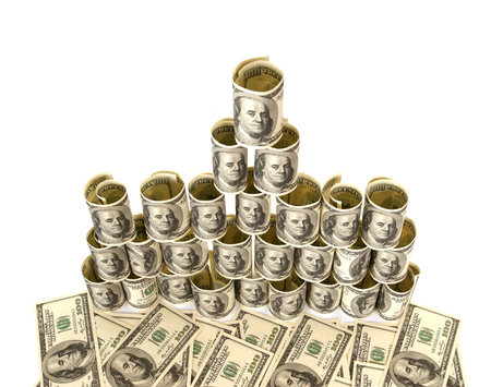 Hundred dollar bills money pile