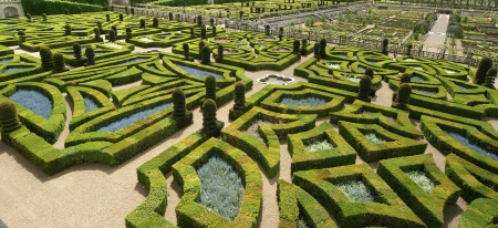 Ornamental gardens near castle of Villandry, Franceのeditorial素材