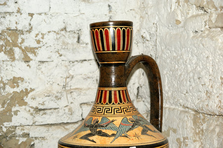 Ceramics souvenir shop, traditional Greek vasesのeditorial素材