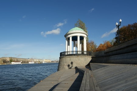 View of Moscow, Russia. Moskva River. Pushkinskaya Embankmentの写真素材