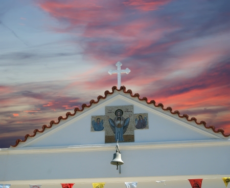 Our Lady Tsambika monastery  Rhodes  Greece  The legend is, that any woman, who has problems, having children should go up there  barefoot , to pray to the Virgin, she will be blessed with children の写真素材