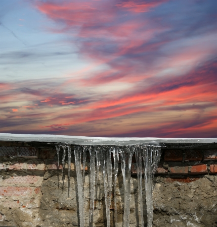 Photo of icicles. Natural light in a sunny day の写真素材