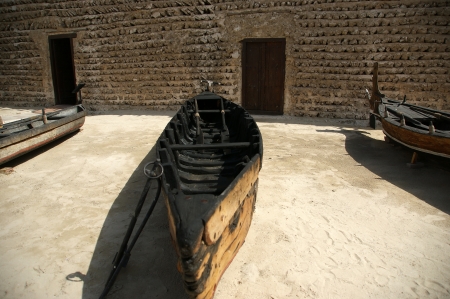 Traditional boat in the Dubai museum, United Arab Emirates,UAEのeditorial素材