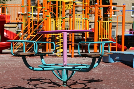 Playground on a sunny summer day, Moscow, Russiaの写真素材
