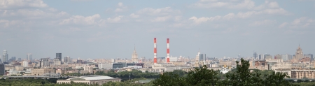 View of Moscow from Vorobyovy Hills, Russiaの写真素材