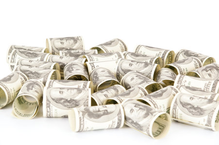 Hundred dollar bills money pile