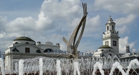 Kievsky train station, Moscow, Russia.のeditorial素材
