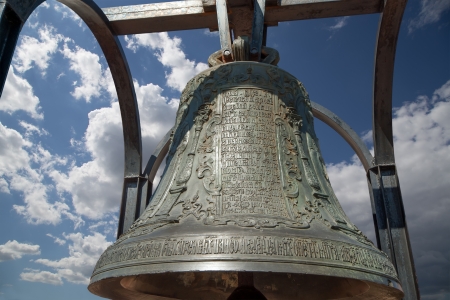 Orthodox bells closeup against the sky with clouds   New Jerusalem in town Istra, surroundings of Moscow, Russia のeditorial素材