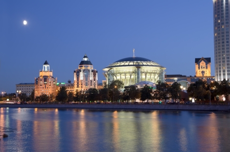 Business and cultural complex Riverside towers ( Moscow International House of Music, Swissotel Krasnye Holmy, Art-Gallery etc), Moscow, Russiaの写真素材