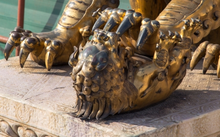 A bronze Chinese dragon statue in the Forbidden City. Beijing, Chinaの写真素材