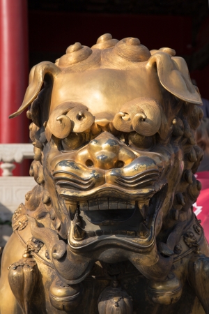 A bronze Chinese dragon statue in the Forbidden City. Beijing, Chinaのeditorial素材