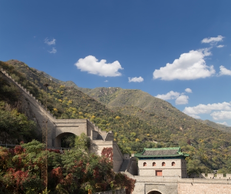 View of one of the most scenic sections of the Great Wall of China, north of Beijingの写真素材