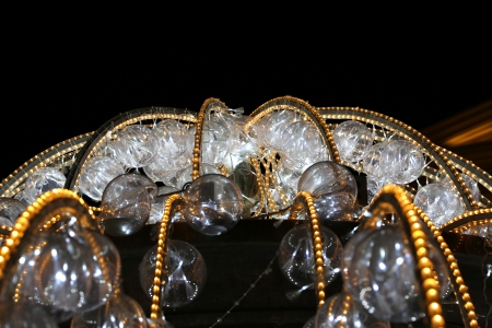 electric fountain at night, lighted during christmas near the Bolshoi Theatre (Large, Great or Grand Theatre, also spelled Bolshoy), Moscow, Russiaのeditorial素材