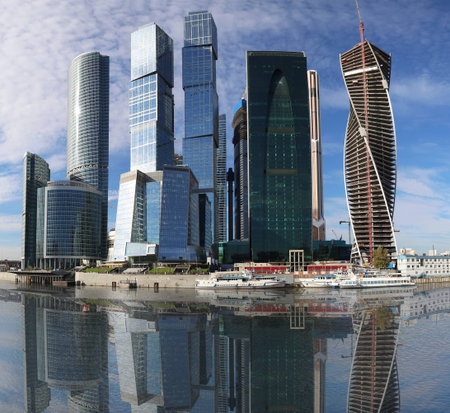 Skyscrapers of the International Business Center (City), Moscow, Russiaのeditorial素材
