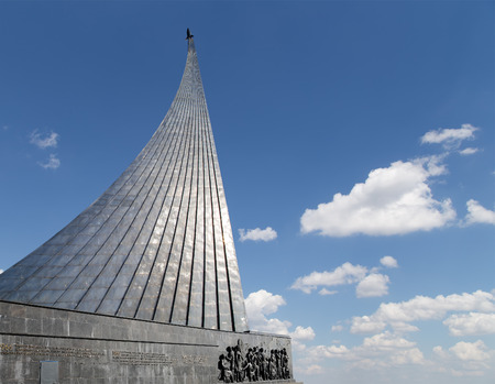 Conquerors of Space Monument in the park outdoors of Cosmonautics museum, near VDNK exhibition center, Moscow, Russiaのeditorial素材