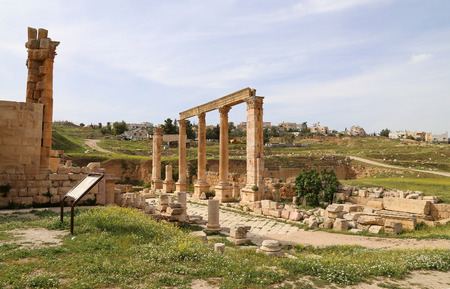 Roman ruins in the Jordanian city of Jerash (Gerasa of Antiquity), capital and largest city of Jerash Governorate, Jordanの写真素材