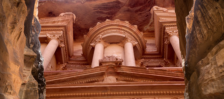 Al Khazneh or The Treasury at Petra, Jordan-- it is a symbol of Jordan, as well as Jordan's most-visited tourist attraction.の写真素材