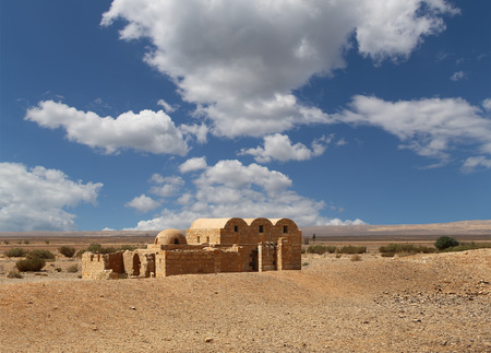 Quseir (Qasr) Amra desert castle near Amman, Jordan. with famous fresco's. Built in 8th century by the Umayyad caliph Walid II, the castle is one of the most important examples of early Islamic art and architecture の写真素材