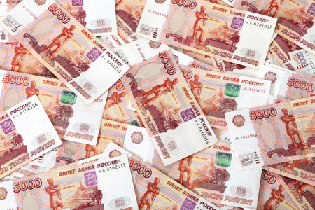 Close-up of russian banknotes. Five Thousand Ruble Notesの写真素材
