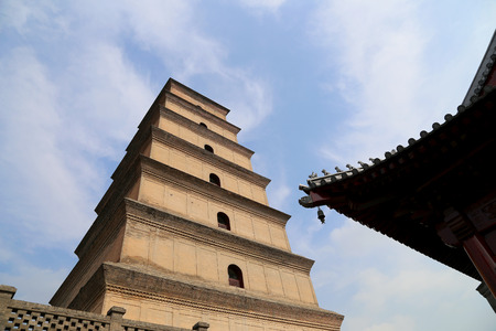 Giant Wild Goose Pagoda (Big Wild Goose Pagoda), is a Buddhist pagoda located in southern Xian (Sian, Xi'an), Shaanxi province, Chinaの写真素材