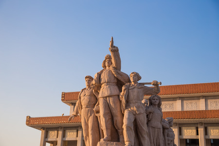 Revolutionary statues at Tiananmen Square in Beijing, Chinaのeditorial素材