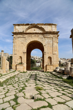 Roman ruins in the Jordanian city of Jerash (Gerasa of Antiquity), capital and largest city of Jerash Governorate, Jordanの写真素材