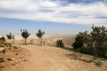 desert mountain landscape (aerial view), Jordan, Middle East の写真素材