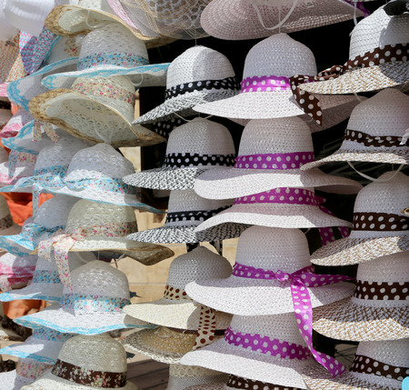 Women's hats for sun protection, Jordan, Middle Eastの写真素材