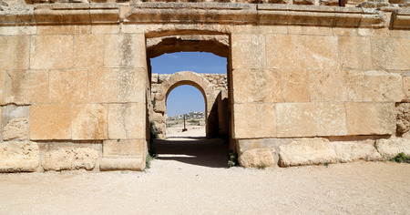 Roman ruins in the Jordanian city of Jerash (Gerasa of Antiquity), capital and largest city of Jerash Governorate, Jordanの写真素材