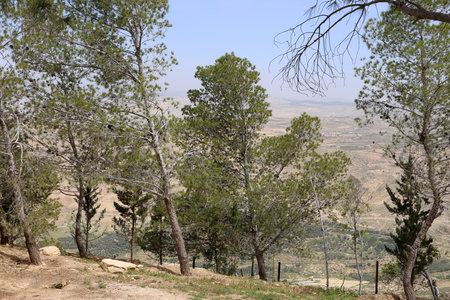 desert mountain landscape (aerial view), Jordan, Middle East の写真素材