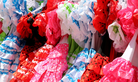 Typical colored Spanish flamenco dress, Andalusia, Spain  の写真素材