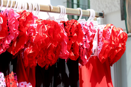 Typical colored Spanish flamenco dress, Andalusia, Spain  の写真素材