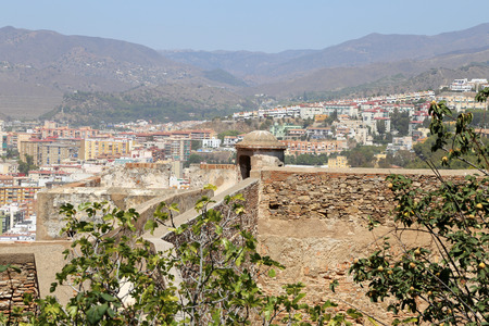 Gibralfaro castle and aerial view of Malaga in Andalusia, Spainのeditorial素材