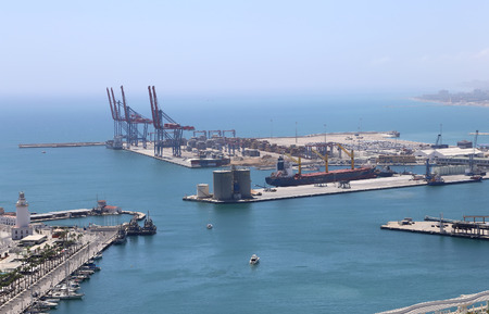 Malaga in Andalusia, Spain. Aerial view of port and the city のeditorial素材