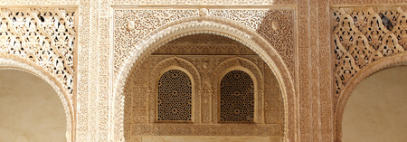 Arches in Islamic (Moorish)  style in Alhambra, Granada, Spainの写真素材