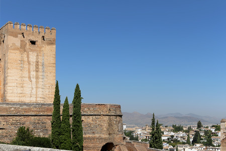Alhambra Palace - medieval moorish castle in Granada, Andalusia, Spain  のeditorial素材