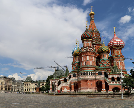 Moscow, Russia, Red Square, Cathedral of Intercession of Most Holy Theotokos on the Moat ( Temple of Basil the Blessed)の写真素材