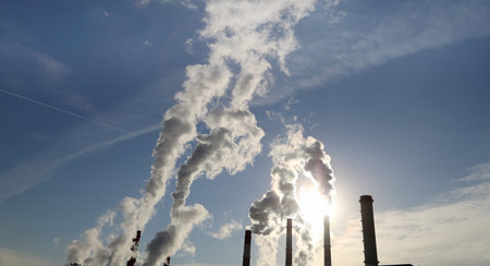Smoke stacks at coal burning power plant