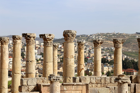 Temple of Zeus, Jordanian city of Jerash  (Gerasa of Antiquity), capital and largest city of Jerash Governorate, Jordanの写真素材