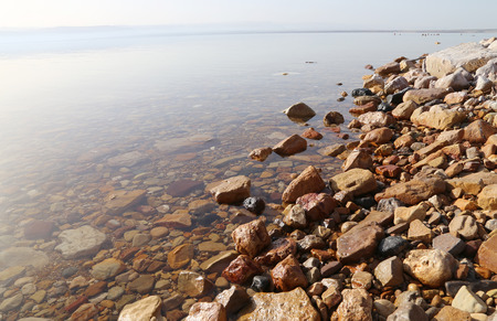 View over the dead sea -- from the Jordan coastlineの写真素材