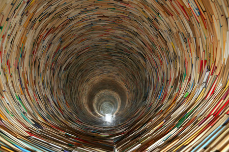 books tunnel in Prague library